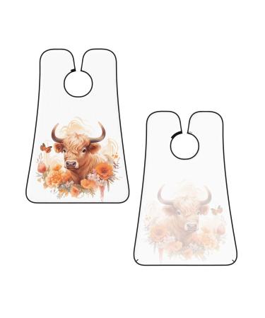 Highland Cow Flower Print Beard Bib Apron | Non-Stick Hair Catcher for Men | Perfect Shaving Gift | One Size Black - Buy Online on GoSupps.com