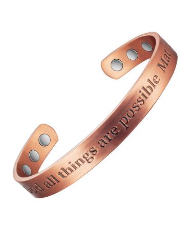 Copper Bracelets for Women 99% Pure Copper Christian Adjustable Magnetic Bracelet Copper Jewelry Gift (0946Q1)