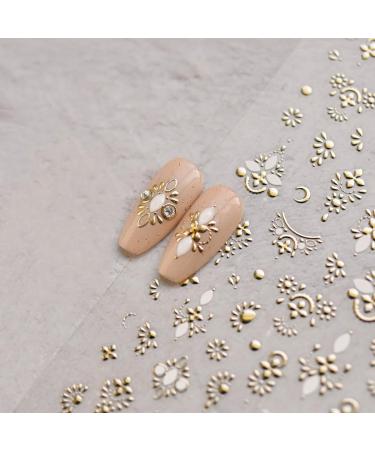 Gold Nail Art Stickers - Luxury 3D Bronzing Totem Decals for DIY Manicure | Self-Adhesive Flower Designs for Women & Girls - Buy Online on GoSupps.com