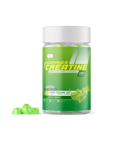 Limitless Pharma Pure Creatine Gummies | 5g Creatine Monohydrate | Increases Muscle Strength Endurance & Performance | Low Sugar GMO Free Vegan | 60 Servings 180 Gummies (Apple Twist)