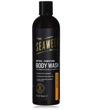 The Seaweed Bath Co. Detox Purifying Body Wash Refresh Scent (Orange Eucalyptus & Cedar) with Green Tea Extract & French Clay 12 Oz
