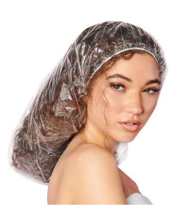 ADAMA Disposable Shower Conditioning Processing Caps XX-Large Size for Processing Conditioning Showering Voluminous Hair Protects Long Hair Styles 10 Disposable Caps Clear 10 Count