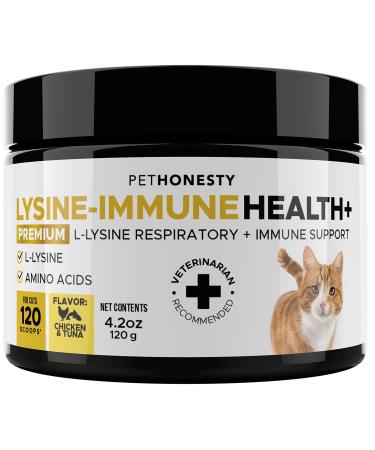PetHonesty Immune Health Lysine - Supplement Powder for Cats - Immune Health, Cat Allergy Relief - Sneezing, Runny Nose, Watery Eyes - Cats & Kittens of All Ages - Omega 3s, L-Lysine - Chicken & Fish