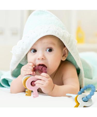 2 Pack BPA-Free Silicone Baby Teething Ring Keys | Gummy Massager for Infants 3+ Months - Buy Online on GoSupps.com