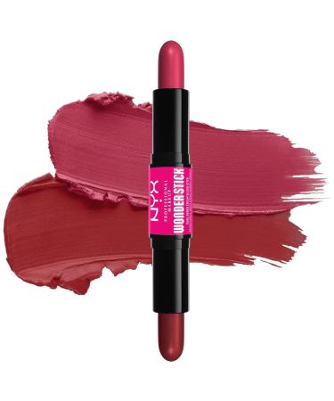 NYX Professional Makeup Rouge with hyaluronic acid moisturizing mixable texture vegan Wonder Stick Deep Magenta + Ginger 04 Deep Magenta 'N' Ginger 1 piece (1 Pack)