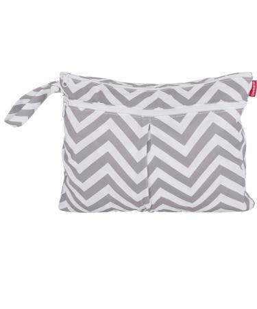 Damero 2pcs Travel Wet/Dry Bag Organizer with Two Zippered Pockets - Reusable for Cloth Diapers, Pumping Parts, Swimsuits, & Gym - Gray Chevron - Buy Online on GoSupps.com