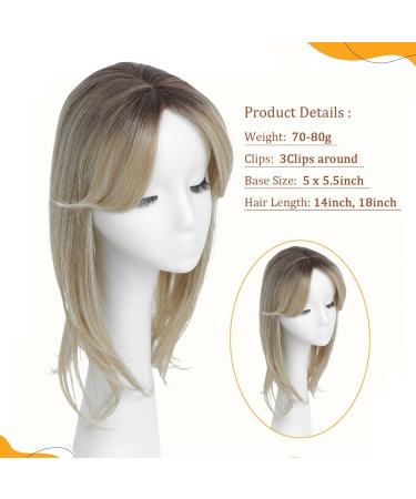 18 Inch Hair Topper for Thinning Hair - Women's Big Base Topper for Hair Loss - Soft Hair Extensions - Clip in Hairpiece - Cool Blonde Mix - Buy Online on GoSupps.com