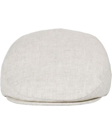 BOTVELA Men Linen Newsboy Hat 7 1/4 - 7 3/8 Herringbone Beige | Summer Ivy Cap - Buy Online on GoSupps.com