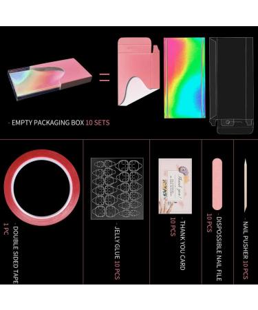 10 PCS Press on Nails Packaging Box Set with Nail File, Pusher, Double Sided Tape - Perfect for Handmade Nail Business - Buy Online on GoSupps.com