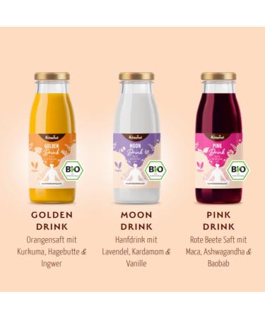 Golden Drink Bio - 6 Juice Shots with Turmeric Ginger & Ayurvedic Herbs | 250ml Bottles | International Shipping Available - Buy Online on GoSupps.com