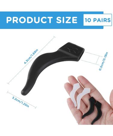 10 Pairs Anti-Slip Glasses Ear Hooks - Universal Comfort Silicone Holders for Sunglasses & Reading Glasses (Black & White) - Buy Online on GoSupps.com