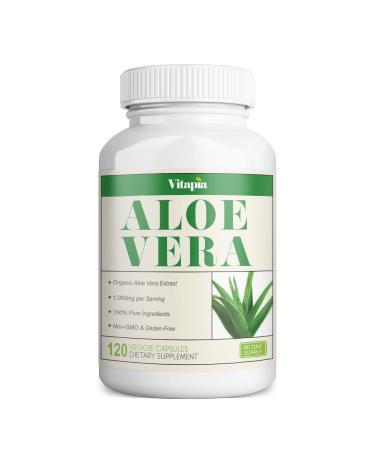 Vitapia Aloe Vera 1000mg - 120 Veggie Capsules - Vegan and Non-GMO - Aloe Vera Supplement - Supports Healty Digestive*