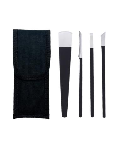 Pedicure Knife Tools Kits  Professional Stainless Steel Dead Skin Foot Callus Remover 4 pcs Ingrown Toenail Knife Tools Foot Scraper Knife to Remove Dead Skin with Portable Storage Bag 4pcs Black
