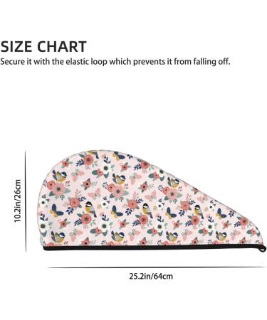 Buy Cute Spring Birds and Flowers Microfiber Hair Towel - Soft Super Absorbent Wrap for Long Curly Hair | Quick Dry Coral Velvet for Women - Buy Online on GoSupps.com