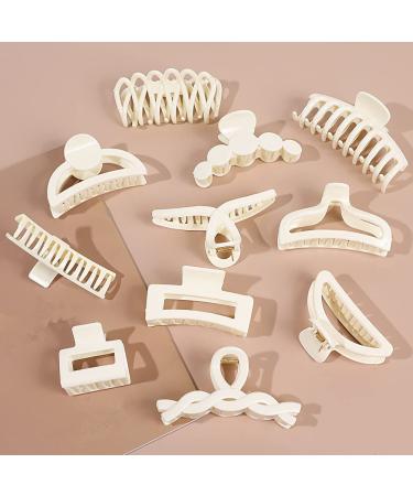 8 Pack Cream (beige) Hair Claw Clips for Woman Matte Banana Milk White Clips Strong Hold Jaw Clip Hair Clamps for Thin Thick Hair christmas hair accessories Gift for Mother's Day (8) white8