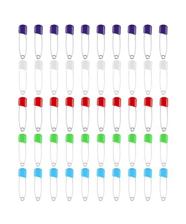 Xpex 50 pieces 5 colors diaper pins diaper pins for fabric diapers heavy duty stainless steel baby safety needles plastic head baby pins with safe locking closeds