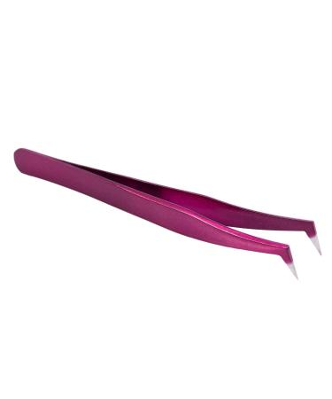 GUIJIALY Pro Beauty Precise Straight Curved Eyebrow Eyelashes Extension Tweezers Purple