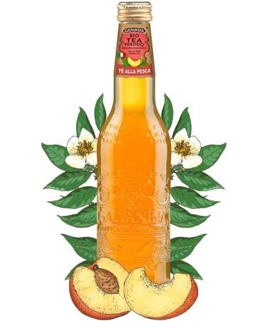 Organic Peach Tea | Galvanina | 12 Carved Glass Bottles | 355 Ml | Italian Excellence | Infusion of the best tea leaves | Organic disinfection drink - Buy Online on GoSupps.com