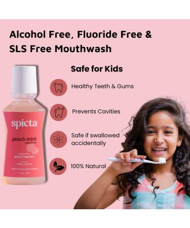 Spicta Mouthwash Peach Mint | Powered by Fitkari (Alum) | Fluoride Free | Alcohol Free | SLS & Paraben Free | Freshens Breath Prevents Plaque (250 ml) - Buy Online on GoSupps.com