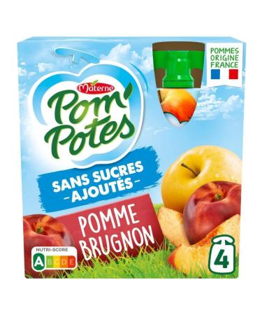 POM'POTES - Compotes Without Added Sugar Apple Brugnon 360G - (Pack of 4)
