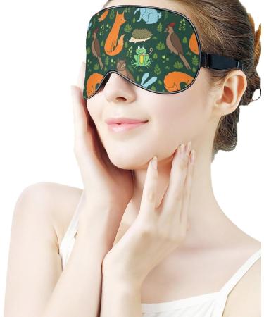 Cute Forest Animals Sleep Mask - Adjustable Strap Eye Cover for Sleeping and Travel - Blocks Light for Men and Women - Buy Online on GoSupps.com