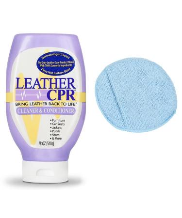 Leather CPR Cleaner & Conditioner + Lint-Free Microfiber Applicator -Restores, Protects & Prolongs Life of Furniture, Handbags, Car Seats, Jackets & Saddles by Moisturizing to Prevent Drying/Cracking 18 Ounce (Pack of 1 Kit)