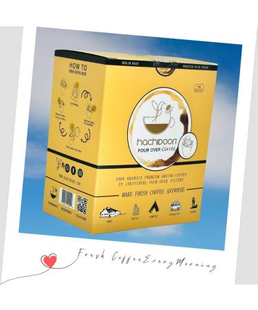 100% Arabica Medium Roast Ground Coffee 7 Single Serve Portable Pour Over Drip Coffee Pouches Hachidoori