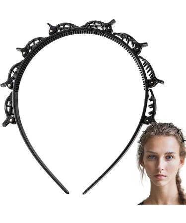 Double Bangs Hairstyle Hairpin Headband With Clips Hairpin Headband Twist And Clip Headband Hairband With Clips Hair Bands For Women Short Long Hair Black - Buy Online on GoSupps.com