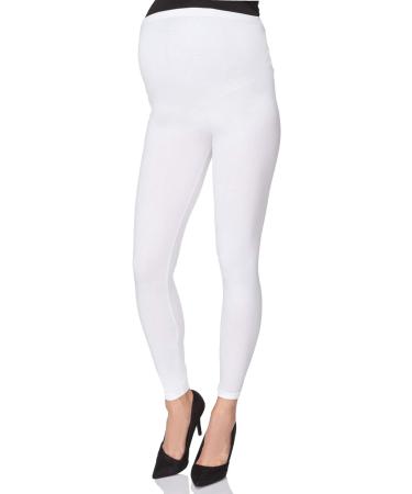 SOFTSAIL Maternity Leggings - High Waisted Cotton Trousers with Belly Support | Pregnancy Pants for Women - White, Size 10 - Buy Online on GoSupps.com