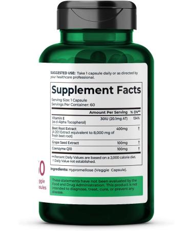 Divinity Nutra Organic Beet Root Capsules with CoQ10 Vitamin E Grape Seed Non-GMO USA Made - 60 Capsules 60-Day Supply 8000mg - Buy Online on GoSupps.com