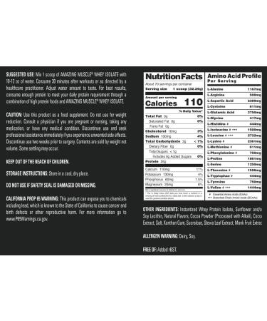 Whey Protein Isolate Powder - 25g Protein Zero Fat 100% Whey Isolate Made in USA - 5lb Chocolate Flavor - Buy Online on GoSupps.com