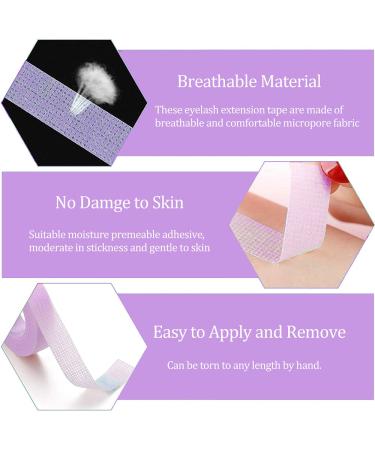EBANKU 6 Rolls Lash Extension Under Eye Tape - Breathable Fabric Micropore Adhesive Tape for Eyelash Extensions - Purple - Buy Online on GoSupps.com