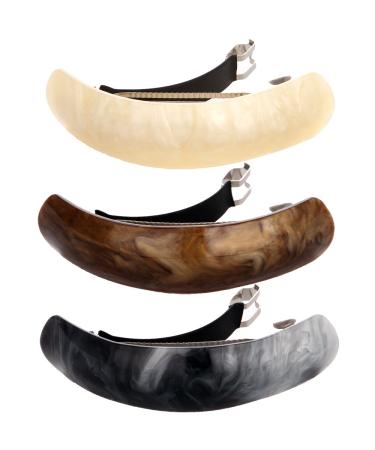 LONEEDY Retro Classic Large Barrettes Hair Pins Set for Women - Dark Gray, Beige, Dark Brown - Buy Online on GoSupps.com