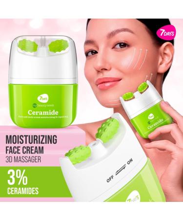  7Days 7Days Korean Skincare Ceramic Face Cream with Hyaluronic Acid Vitamin E and Complex Oils with Moisturizing and Anti-Wrinkle Effect for Men and Women with 3D Massage Roller 40ml - Buy Online on GoSupps.com