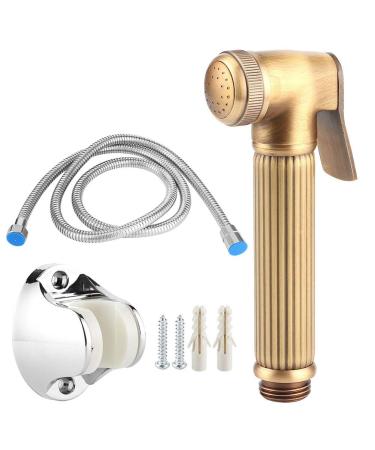 Bidet G1/5.1 cm Thread Copper Handheld WC Bidet Sprayer Hand Shower Spray Nozzle Hose Holder Set for Bathroom