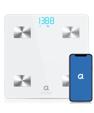 arboleaf Scale for Body Weight, Highly Accurate Weight Scale, Smart Bathroom Scale, 14 Key Body Composition Analysis Sync Apps, 5 to 400 lbs White