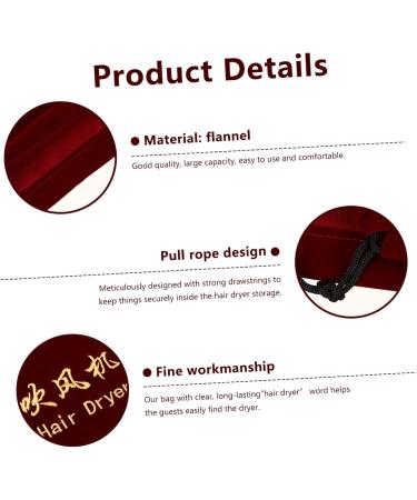 FOMIYES 1pc Hair Dryer Storage Bag Travel Makeup Bags Flannel Drawstring Bags Jewelry Holder Jewelry Rack Claret 30x26cm - Buy Online on GoSupps.com