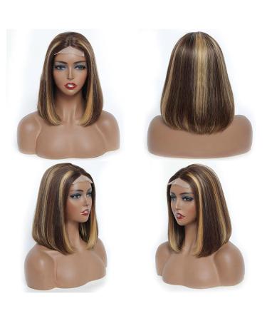 10-Inch Highlight Bob Wig Ombre P427 - Human Hair Lace Frontal Bob with Natural Hairline - Buy Online on GoSupps.com