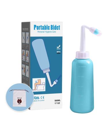 Peri Bottle for Postpartum Care 500ml Upside Down Peri Bottle Portable Travel Bidet for Baby Women or Bedridden Patient (blue)