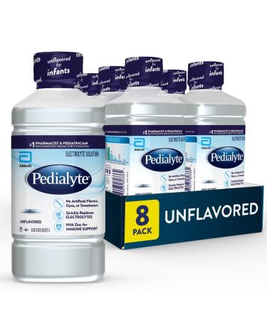 Pedialyte Electrolyte Solution, Unflavored, Hydration Drink 33.81 Fl oz(Pack of 8)