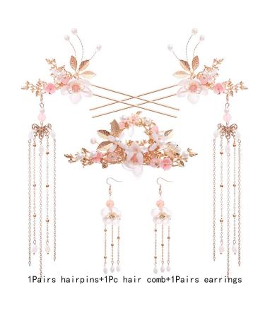 Houchu Chinese Hair Sticks - Traditional Classical Handmade Hair Jewelry with Tassel, Flower, Crystal, and Pearl Accents - Buy Online on GoSupps.com