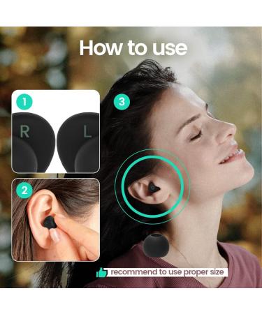 Eva Belle Reusable Soft Silicone Earplugs for Sleeping - High Fidelity Noise Reduction for Sleep, Flight, Work, Travel - 5 Pairs of Ear Tips - Black - Buy Online on GoSupps.com