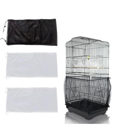 SYOOY 3 Pieces Birdcage Seed Catcher Bird Cage Cover Nylon Mesh Net Skirt Guard for Parrot Parakeet Macaw African Round Square Cage Adjustable Durable Breathable Washable Material