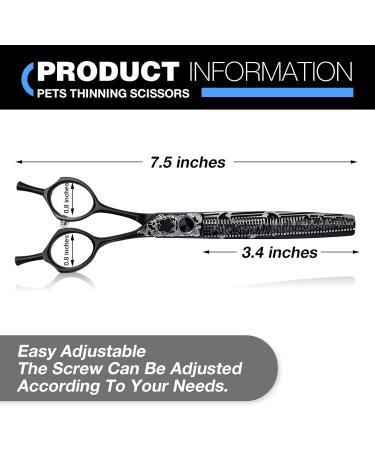 Jason Professional 7 Thinning Scissors for Dogs & Cats | Ergonomic Black Fur Chunker Scissors | 50 Teeth Japanese 440C Steel - Buy Online on GoSupps.com