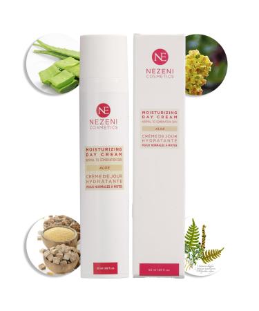 NE NEZENI Nezeni Moisturizing Face Cream with Aloe Vera 79.70% | 17 active ingredients | Increases skin elasticity | Day Face Cream for Normal Oily and Combination Skin with low oil content
