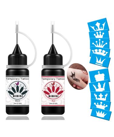 BiBiSi Semi-Permanent Body Art Paint Markers Kit for DIY Fake Tattoos - Black & Red Markers for Women, Men, and Kids - Buy Online on GoSupps.com