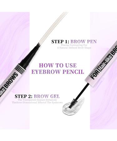 Rieoany 2in1 eyebrow stick with eyebrow gel waterproof eyebrow gel eyebrow stick with 4 fork tips for natural eyebrows longlasting eyebrow stick light brown - Buy Online on GoSupps.com