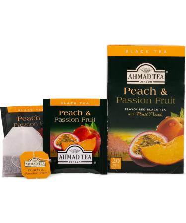 Ahmad Tea Peach & Passion Fruit Black Tea - 20 Teabag Sachets | 20 Count Pack - Buy Online on GoSupps.com