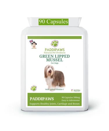 PADDIPAWS High Strength Green Lipped Mussel for Dogs with added Vitamin C - Natural Dog Joint Supplements - Aids Stiff Joints in Dogs - Hip and Joint care for Dogs - 90 Twist and Sprinkle Capsules