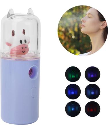 Light Purple and Yellow Nano Facial Mister 30ml Portable Handy Cool Mist Sprayer with Color Light Function Rechargable Cute Cow Design Cooling Mister(Purple) - Buy Online on GoSupps.com